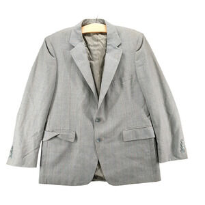 Hardy Amies Men's Blazer Sport Jacket Gray Actual 43x29.5 Single Breasted Notch